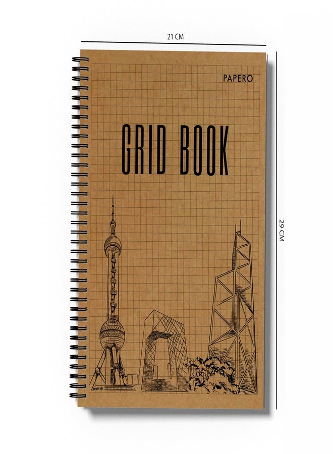 PaperO A4 100 GSM Square Grid Notebook | 5mm Graph Pages | 100 Pages | Kraft Cover | 8.5 x 11 Inches | Ideal for Architects, Designers & Students (Grid book) - Image 2