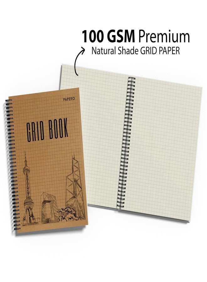 PaperO A4 100 GSM Square Grid Notebook | 5mm Graph Pages | 100 Pages | Kraft Cover | 8.5 x 11 Inches | Ideal for Architects, Designers & Students (Grid book) - Image 3