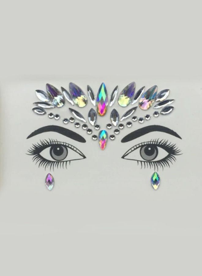 خيشة ملصق تاتو للوجه لامع ومرصع بالكريستال على شكل حورية البحر
