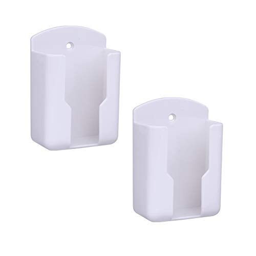 Xinally Pack of 2 Fashion Remote Control Holders Self Adhesive Wall Mount Air Conditioner Media Storage Racks Organizers (White) - Image 1