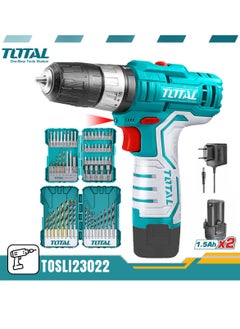 TOTAL Cordless Impact Drill 2 Lithium ion Battery 12V Drilling Machine Electric Drill 45+16 Screwdriver Bits Drill Bits TOTAL  - Image 1