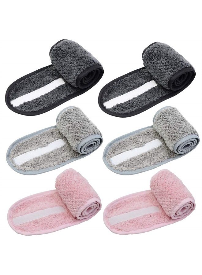 6 Pieces Spa Facial Headbands Adjustable Head Wraps for women,Makeup Shower Bath Facial Wraps Sports Headband Terry Cloth Adjustable Stretch Towel with Magic Tape