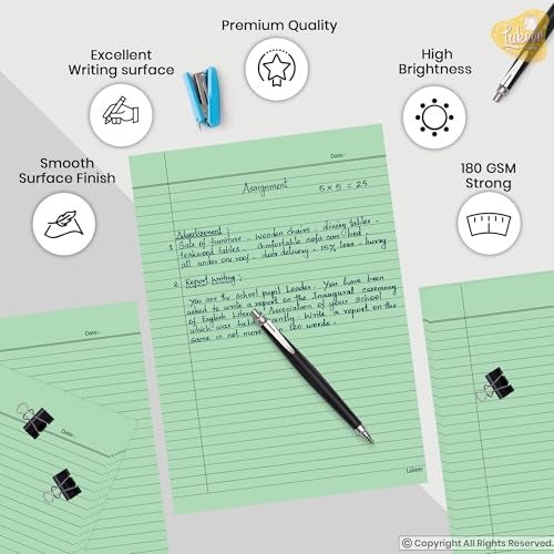 Lakeer A4 Size Ruled Paper, Single Side Ruled, 5 Pastel Colours, 180 GSM, Pack of 50 Sheets, Ideal for Projects, Assignments, Practicals, and Homework - Image 5