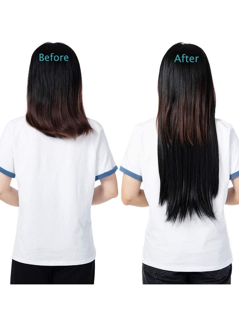 Estelle Clip in Hair Extensions 4Pcs 11Clips Straight Thick Full Head Double Weft Clip on Synthetic Hair Extension Hairpieces for Women Dark Black Straight - Image 5