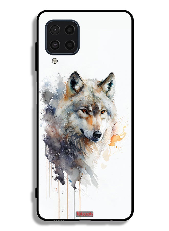 Tolwak Samsung Galaxy F22 Protective Case Cover Wolf Abstract Art - Image 2