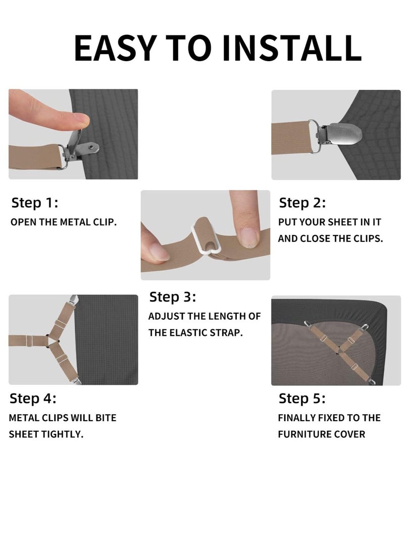 HAPPY MOOD 4 Pieces Bed Sheet Fasteners Suspenders Holder Straps (Brown) - Image 4