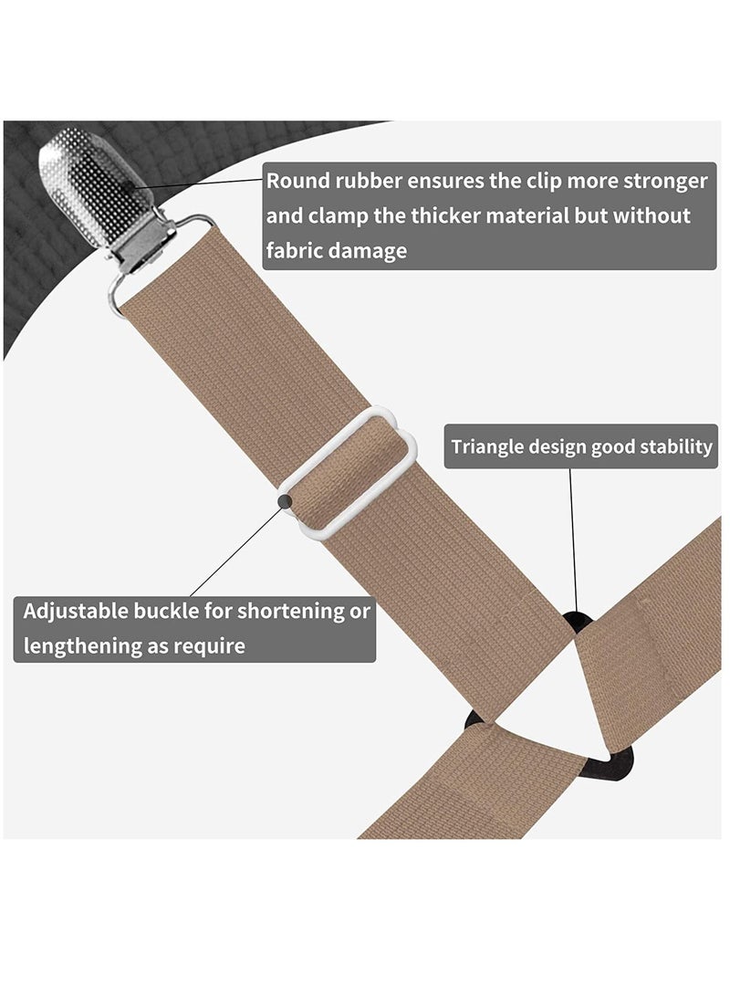 HAPPY MOOD 4 Pieces Bed Sheet Fasteners Suspenders Holder Straps (Brown) - Image 3