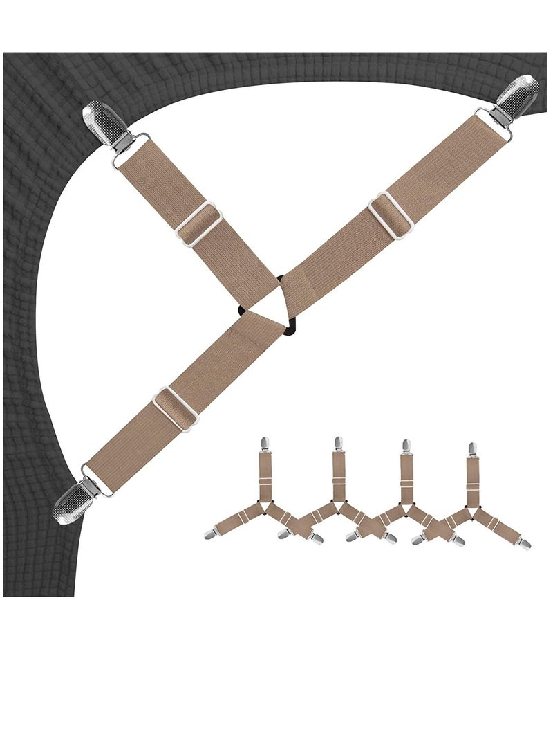 HAPPY MOOD 4 Pieces Bed Sheet Fasteners Suspenders Holder Straps (Brown) - Image 2