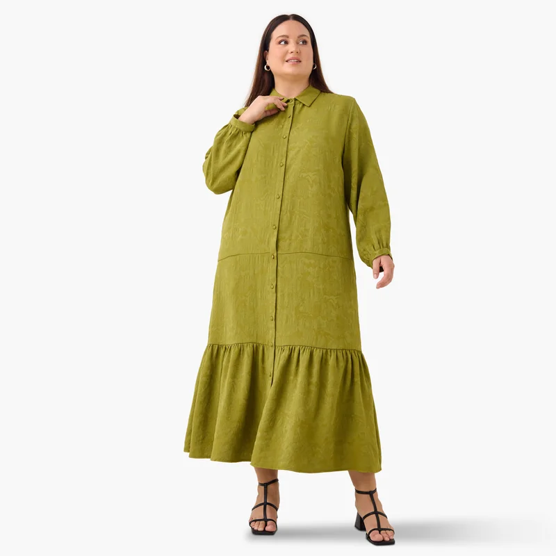  أولا بوبكن Plus Size Ulla Popken Tiered Jacquard Maxi Dress