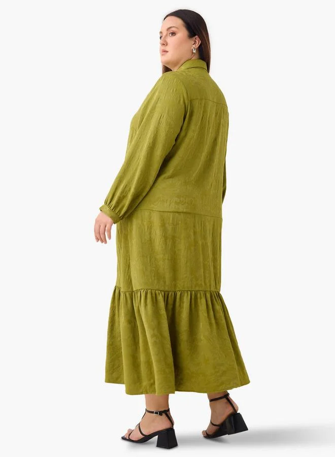  أولا بوبكن فستان ماكسي بتصميم طبقات من جاكار من أولا بوبكن بمقاس كبير