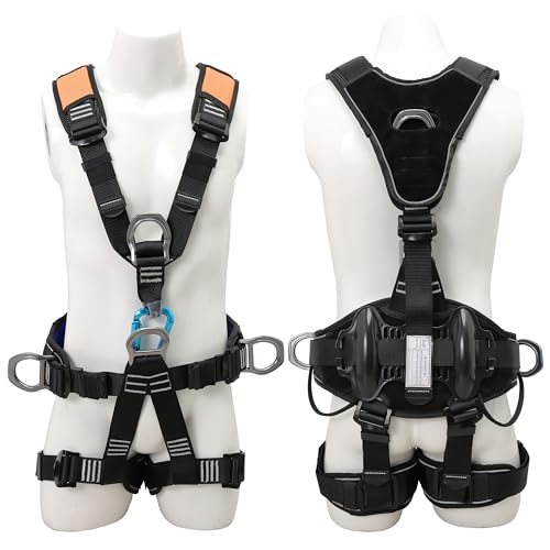 DIJJIG Fall Protection Full Body Safety Harness 5pt Roofing harnesses Aluminum ORings 8Thick Back Support Belt Construction With Reflective Strips OSHAANSI Compliant - Image 3