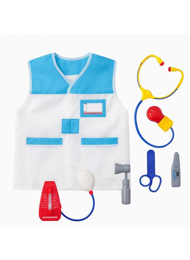 Toyland طقم زي تمثيل دور الطبيب للأطفال – فستان مربية مع أدوات وإكسسوارات طبية – لعب تخيلي للأطفال من عمر 3 سنوات فما فوق - Image 1