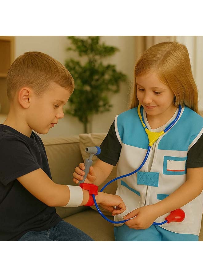 Toyland طقم زي تمثيل دور الطبيب للأطفال – فستان مربية مع أدوات وإكسسوارات طبية – لعب تخيلي للأطفال من عمر 3 سنوات فما فوق - Image 3