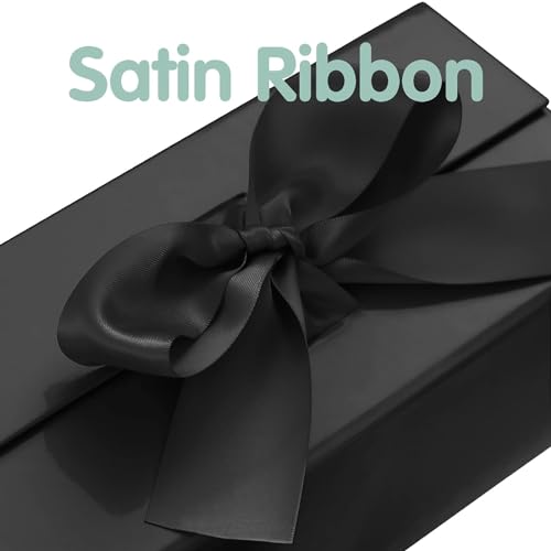 Aakriti Black Foldable Rakhi Gift Box Empty Gift Box with Satin Ribbon, Multipurpose Hamper Box Holds upto 5 kg Reuse Gift Boxes Box for Gift Packing (Medium 24 x 17 x 10 cm, Black Matte Finish 1Pcs) - Image 5