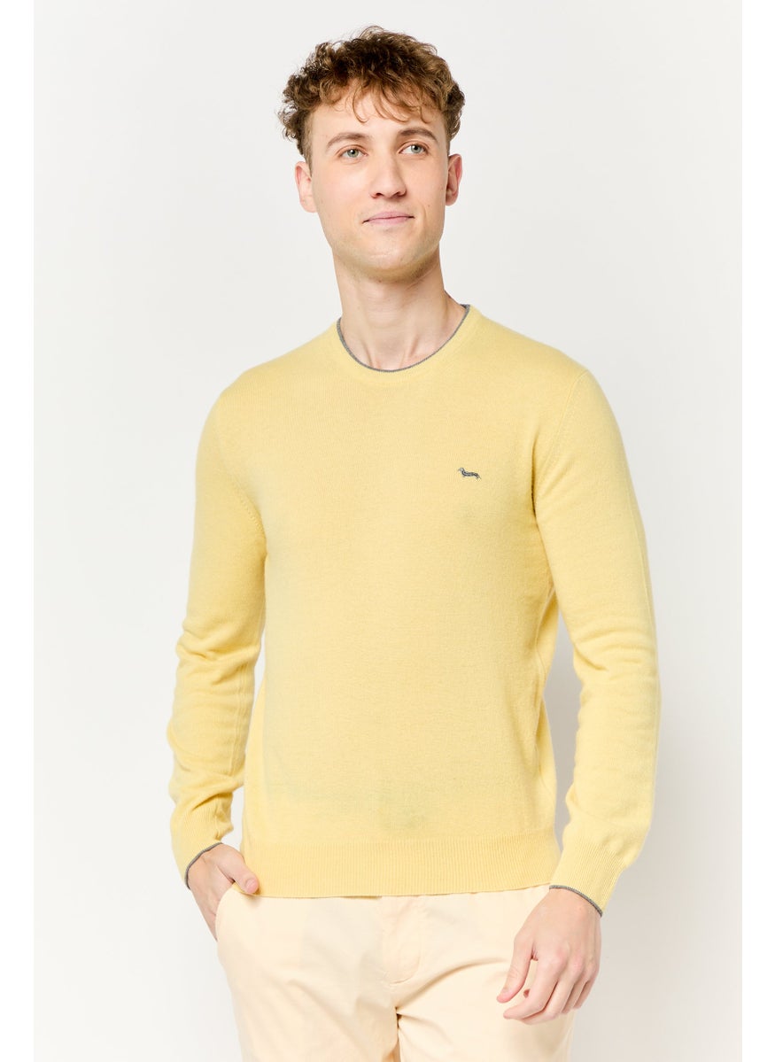 Harmont & Blaine Men Crew Neck Long Sleeve Brand Logo Sweater, Yellow  - Image 1