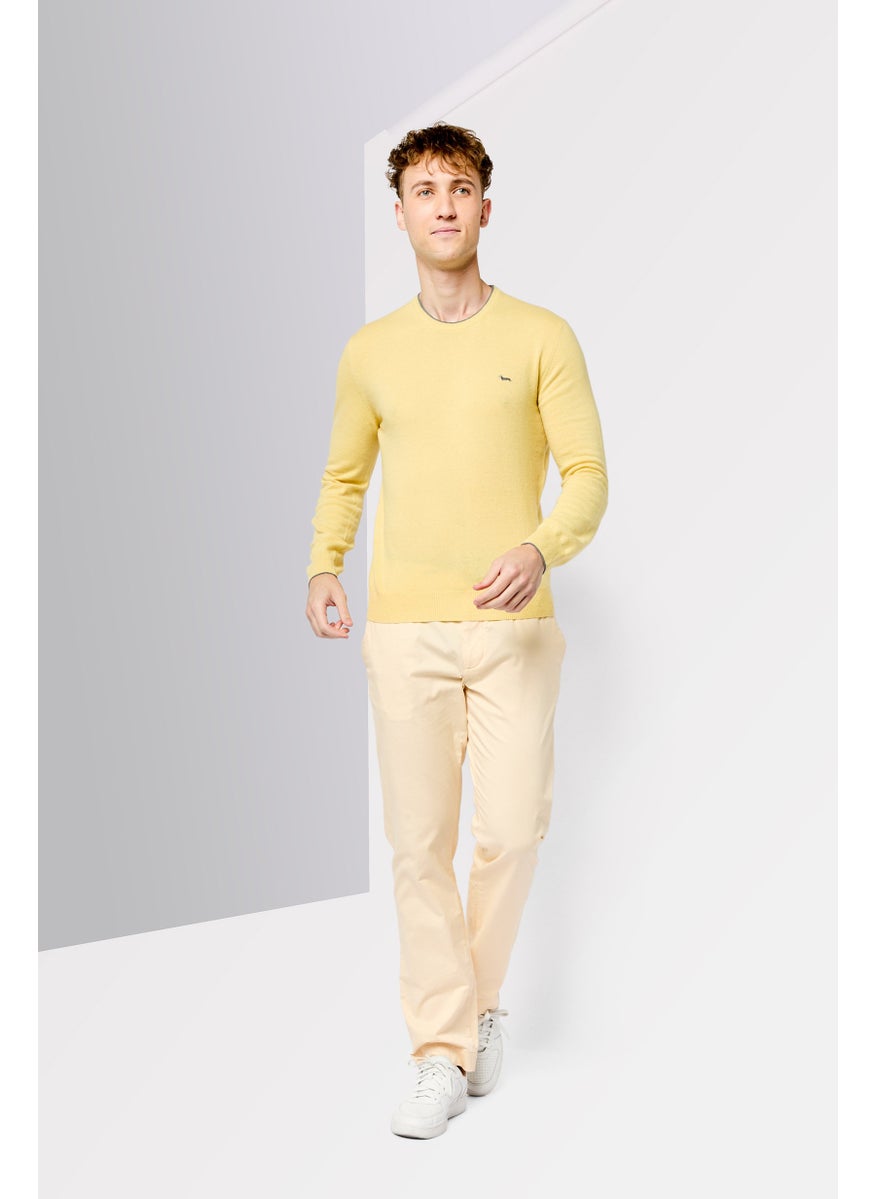 Harmont & Blaine Men Crew Neck Long Sleeve Brand Logo Sweater, Yellow  - Image 2