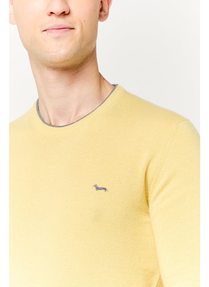 Harmont & Blaine Men Crew Neck Long Sleeve Brand Logo Sweater, Yellow  - Image 3