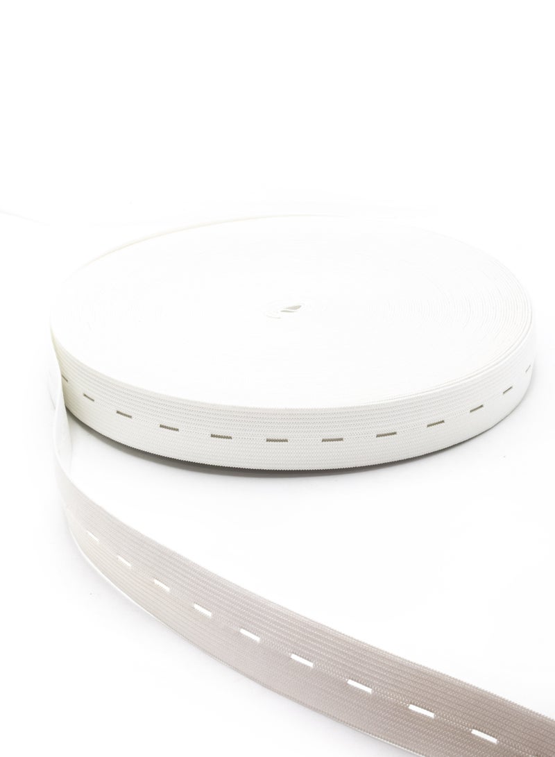 Buttonhole Elastic Band with Holes - 25mm, 33 Meters Roll - Ideal for Sewing, Crafting, and Adjustable Waistbands - Image 1