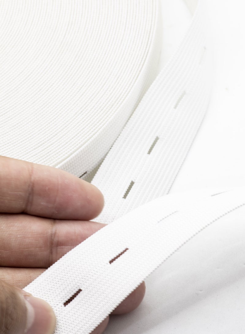 Buttonhole Elastic Band with Holes - 25mm, 33 Meters Roll - Ideal for Sewing, Crafting, and Adjustable Waistbands - Image 2