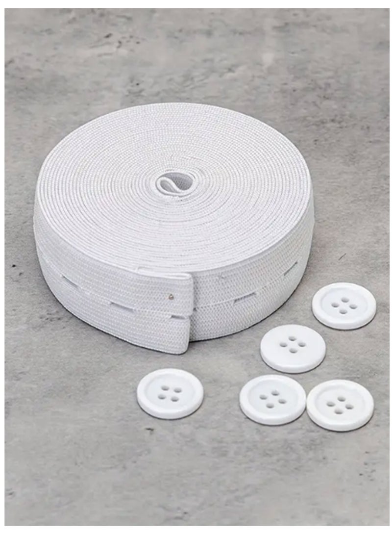 Buttonhole Elastic Band with Holes - 25mm, 33 Meters Roll - Ideal for Sewing, Crafting, and Adjustable Waistbands - Image 4