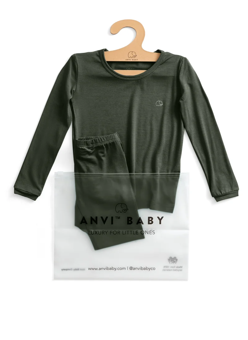 Anvi Baby Bamboo Spandex Pajama 4T- Dark Green