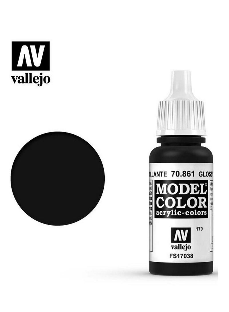 فاليجو لون موديل ٨٦١، طلاء أكريليك أسود لامع، زجاجة ١٨ مل، للمجسمات المصغرة ونماذج التشطيب.