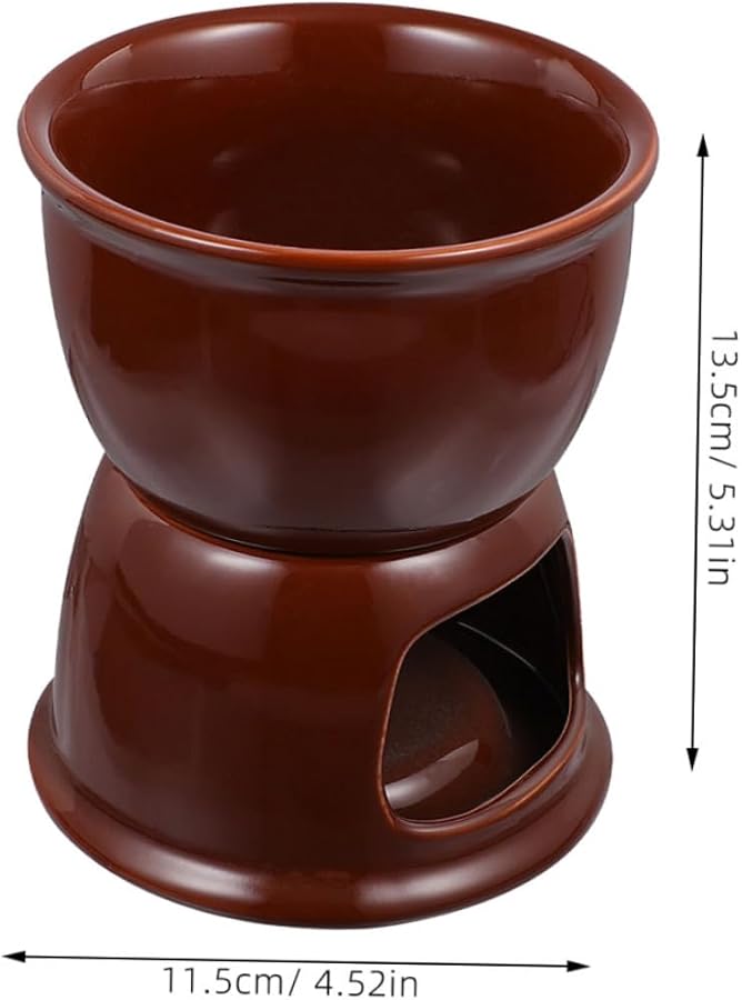 2Pcs White Ceramic Fondue Pot Set For Cheese Chocolate Melting Party Supplies - Image 3