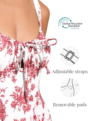 BERLOOK Womens One Piece Swimsuits Floral Push Up Bathing Suit Sexy Tie Slimming Swimsuits for Women Swimwear - Image 5
