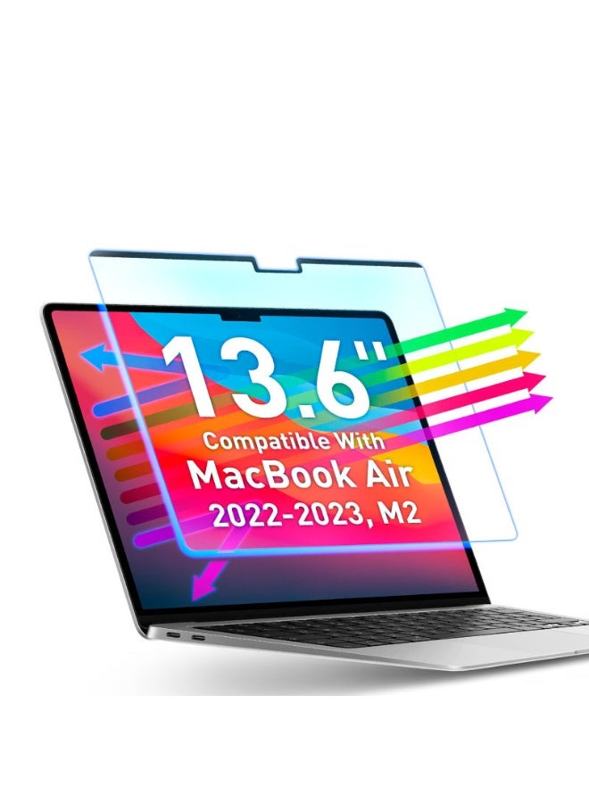 واقي شاشة زجاجي ممغنط لحجب الضوء الأزرق لجهاز MacBook Air مقاس 13.6 بوصة (2026 M5 A3449 و 2025 M4 A3240 / 2024 M3 A3113 / 2022 M2 A2681)، غطاء واقي من الزجاج المقسى لحماية العين. - Image 1