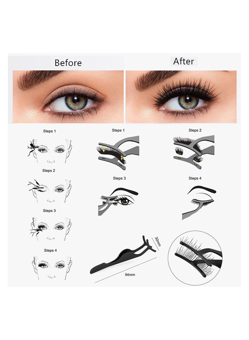 Zikra No Glue Magnetic Eyelashes Set, Synthetic False Eyelashes, Reusable Soft Magnets False Eyelashes Natural Look Lashes 3D Dual Magnets Extension Soft individual False Eyelashes With Tweezers for Women - Image 3