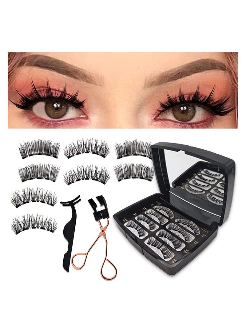 Zikra No Glue Magnetic Eyelashes Set, Synthetic False Eyelashes, Reusable Soft Magnets False Eyelashes Natural Look Lashes 3D Dual Magnets Extension Soft individual False Eyelashes With Tweezers for Women - Image 1