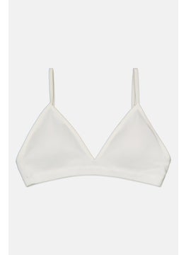GILLY HICKS Women Ribbed Lightly Padded Bra, White  - Image 1
