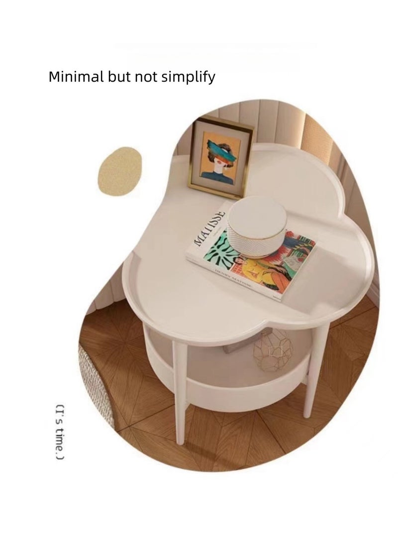 NOVOLAN NOVOLAN Small Coffee Table Little Desk Small Tea Table, Sofa Corner Table With Side Cabinet, Double-Layer Detachable Tray, Non-Slip Tabletop, Carbon Steel Legs, Nordic Design 47x47x49.5cm (white)  - Image 5