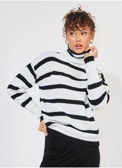 Regular Fit Turtle Neck Striped Sweater