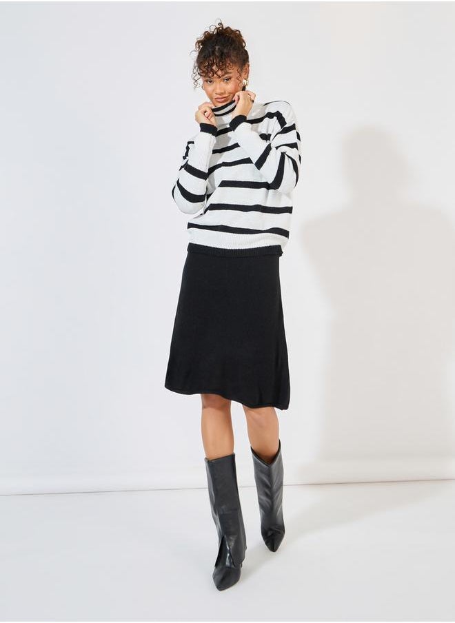Styli - Regular Fit Turtle Neck Striped Sweater - Image 1