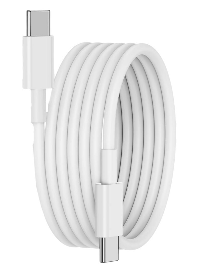 USB-C to USB-C Cable 2M – 60W PD Fast Charging & Data Sync – High Quality TPE – White - Image 1