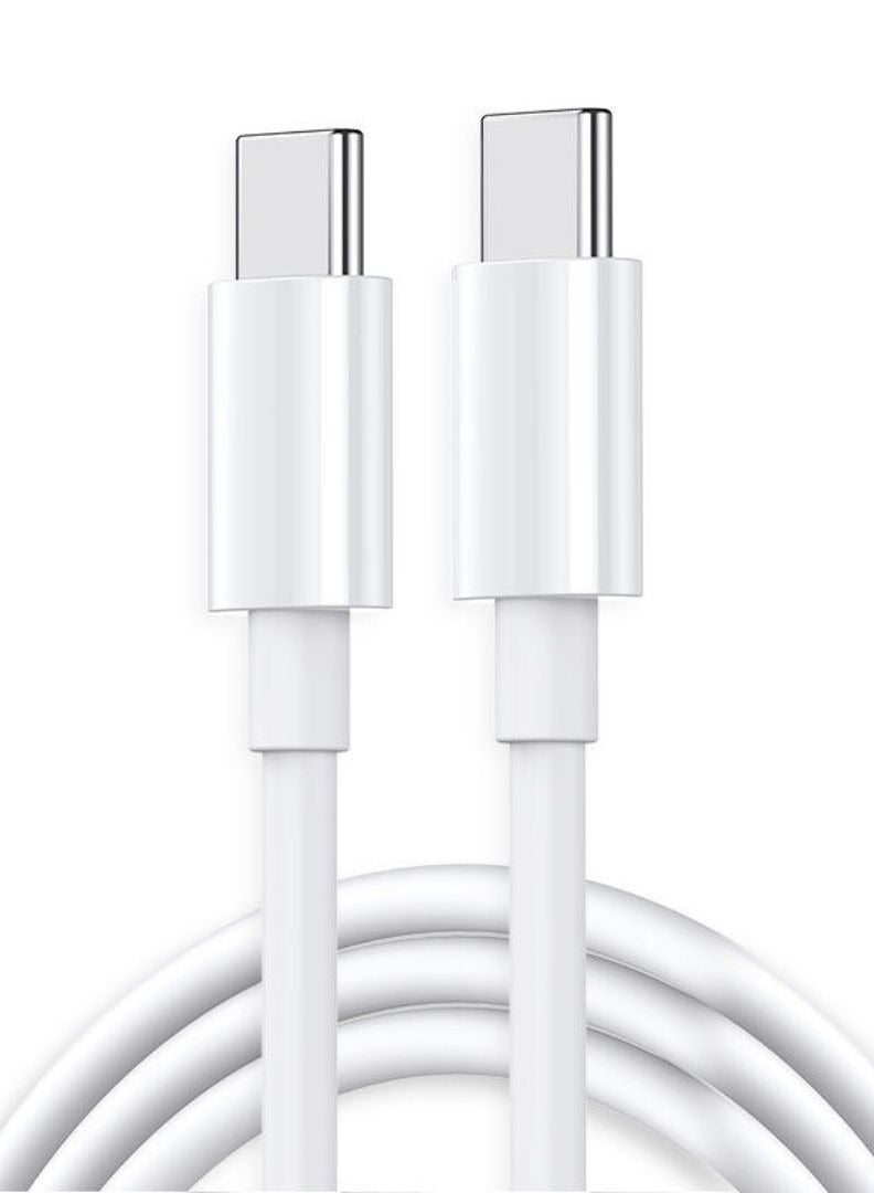 USB-C to USB-C Cable 2M – 60W PD Fast Charging & Data Sync – High Quality TPE – White - Image 2