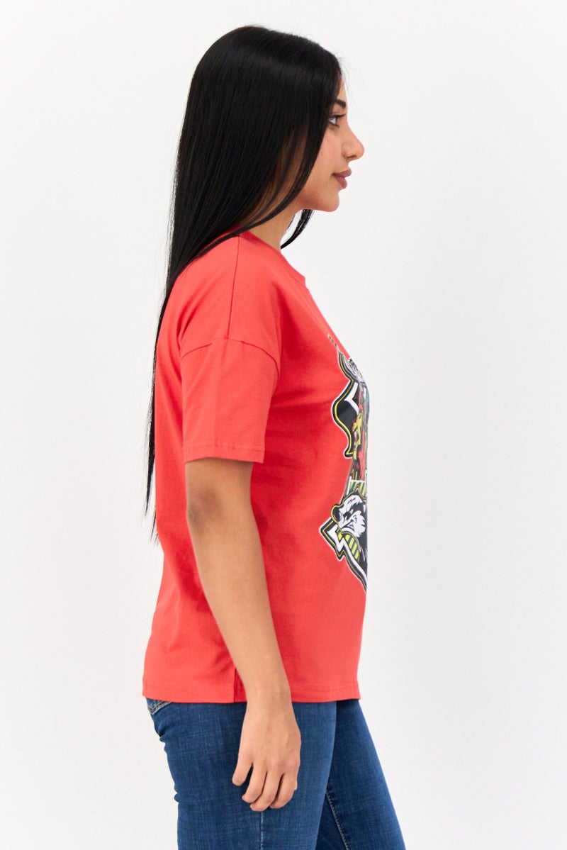 Harry Potter Women Crew Neck Short Sleeves Graphic Print T-Shirt, Red - Image 2