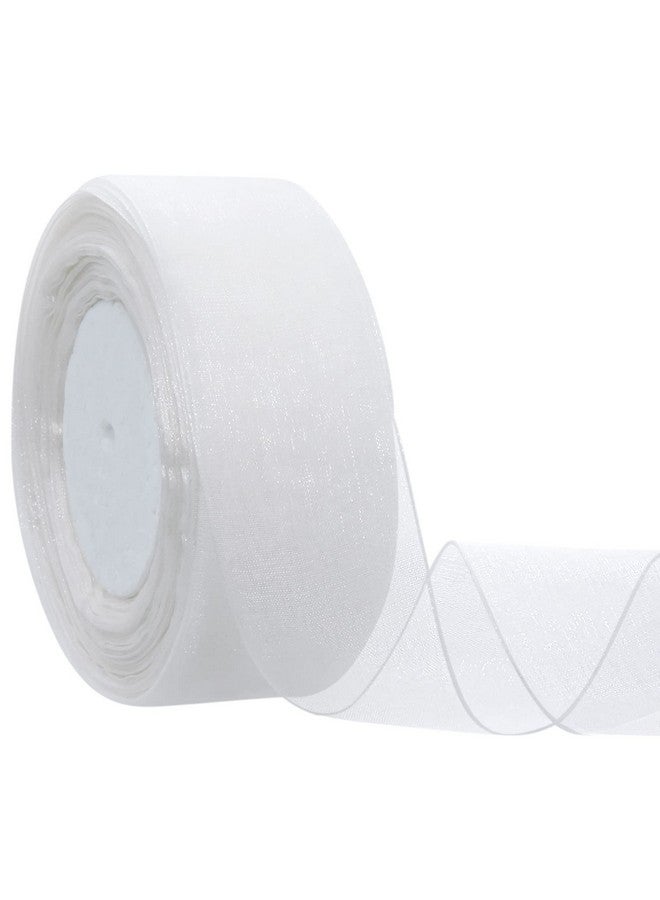 Hapeper 11/2 Inch Sheer Organza Ribbon For Gift Wrapping Party Decoration 50 Yards/Roll (White) - Image 1