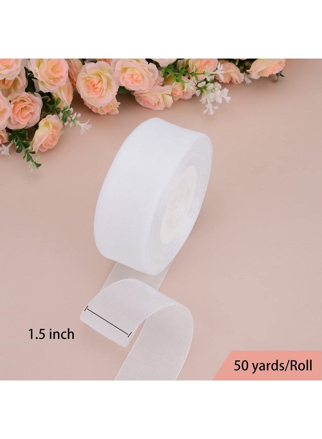 Hapeper 11/2 Inch Sheer Organza Ribbon For Gift Wrapping Party Decoration 50 Yards/Roll (White) - Image 3