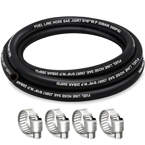 HOUSN HOUSUN Fuel Line 516 Inch ID Fuel Hose 5FT J30R7 Fuel Line Hose NBR with 4 Clamps - Image 1
