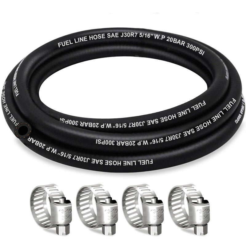 HOUSN HOUSUN Fuel Line 516 Inch ID Fuel Hose 5FT J30R7 Fuel Line Hose NBR with 4 Clamps - Image 3