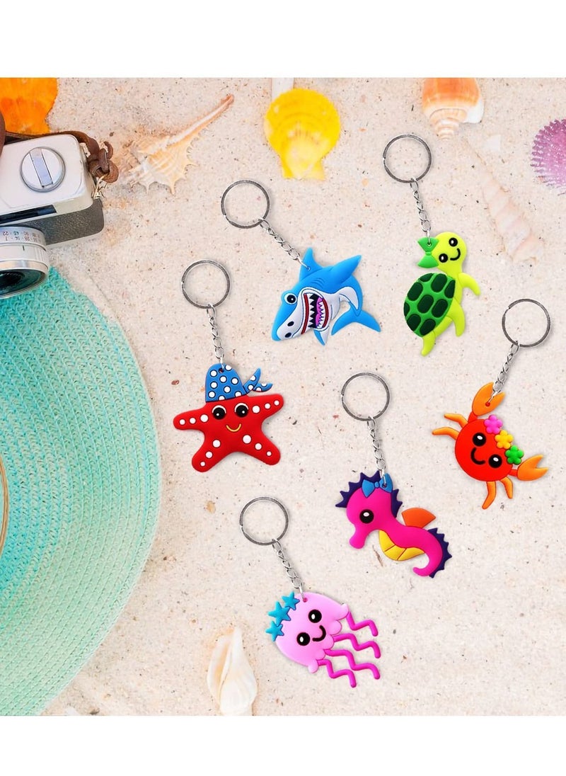 Y&D 24pcs Cartoon Keychains, PVC Sea World Party Decoration Pendant, Animal Keychains for Undersea Supplies, Kids Bag Fillers, School Carnival Rewards, Decorative Key Zipper  - Image 5