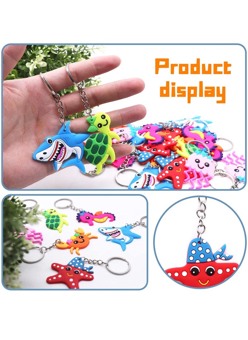 Y&D 24pcs Cartoon Keychains, PVC Sea World Party Decoration Pendant, Animal Keychains for Undersea Supplies, Kids Bag Fillers, School Carnival Rewards, Decorative Key Zipper  - Image 3