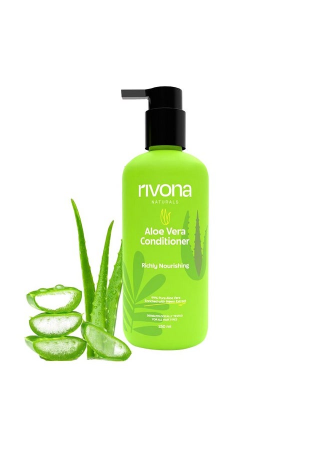 RIVONA NATURALS - Aloe Vera Conditioner | + Neem |Anti Frizz And Smoothening | For Men & Women | All Hair Types | 250 Ml, 1 Count - Image 1