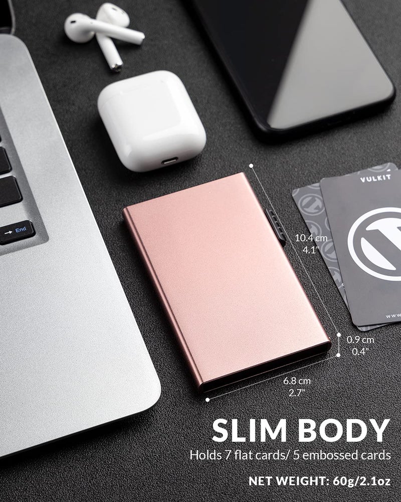 VULKIT Minimalist Credit Card Holder Pop Up Cards RFID Protection Slim Metal Wallet - Image 3