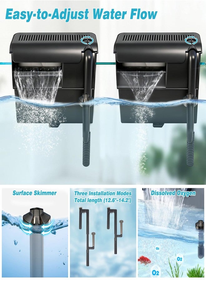 TARARIUM Large Hang on Back Aquarium Filter 343.5GPH w/ U-V Light Rich Filter Media For 40-150Gal Fish Tank, Activated Carbon Bio-Balls Bio-Sponge Filter Sock Deodorization Keep Fresh& Saltwater Crystal Clear - Image 5