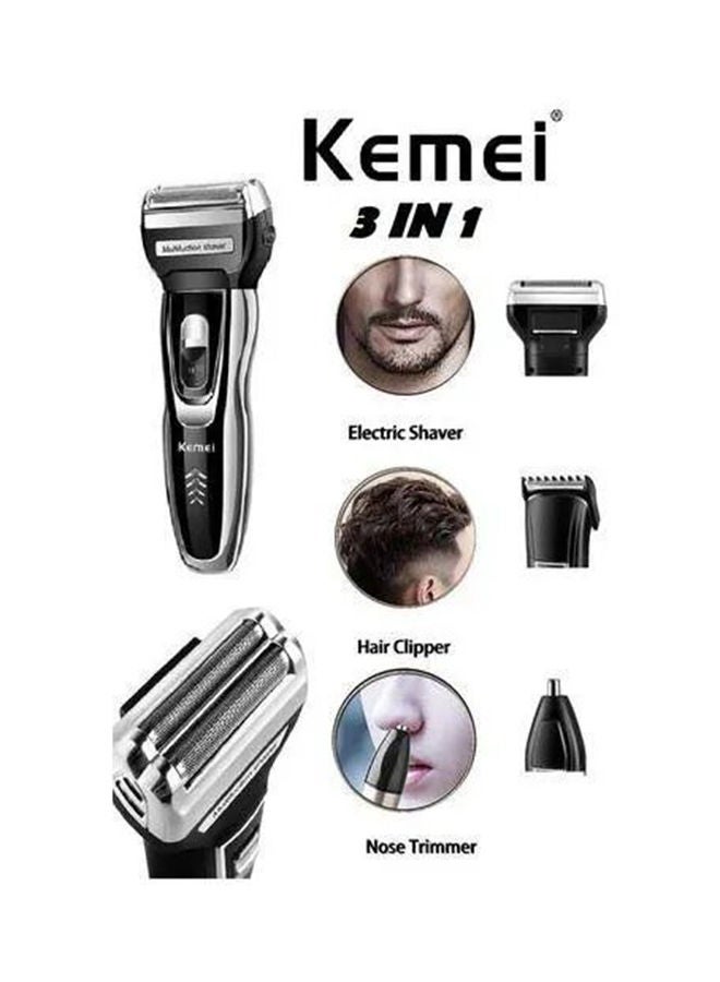 Kemei 3-In-1 Portable Electric Shaver Black/Silver - Image 4