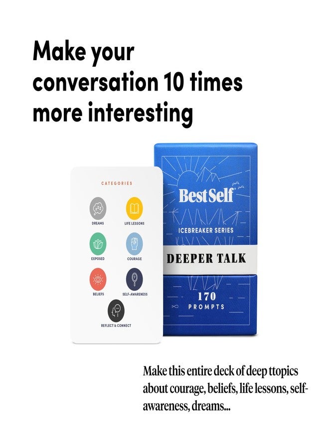 BestSelf Co. BestSelf Icebreaker Deeper Talk Deck - Conversation Starter Card Pack to Deepen Friendships with 170 Prompts to Create Real Conversations for Friends, Coworkers, Family, Dates - Image 5