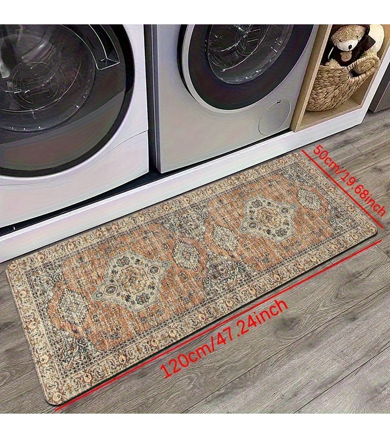 Vintage Persian Style Carpet Runner 60 X 150cm Non Slip Machine Washable Soft Mat For Indoor Outdoor Kitchen Laundry Room Home Decor - Image 2